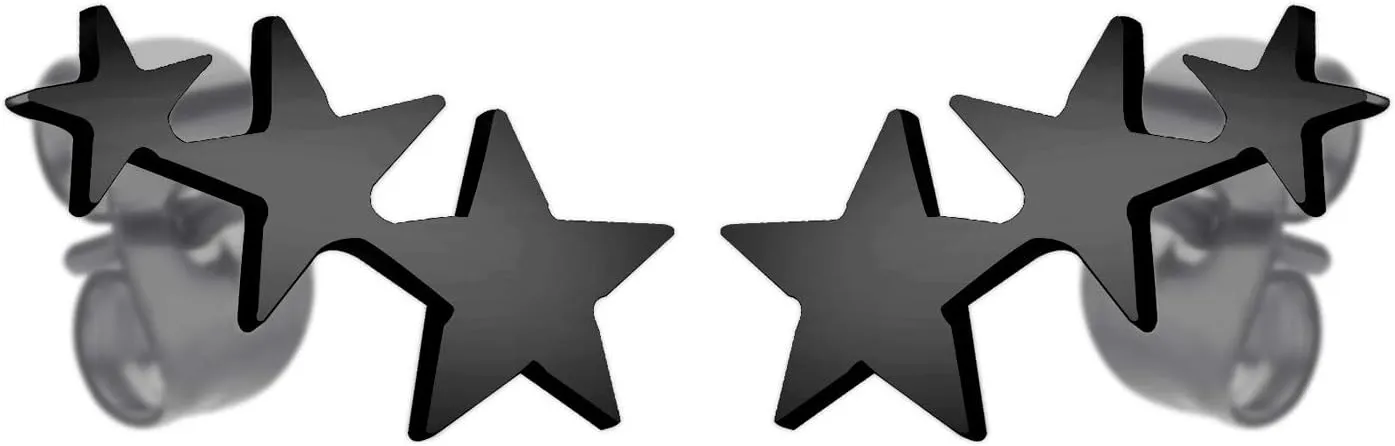 555Jewelry Cute Small Tiny Triple Stars Stud Earrings for Women