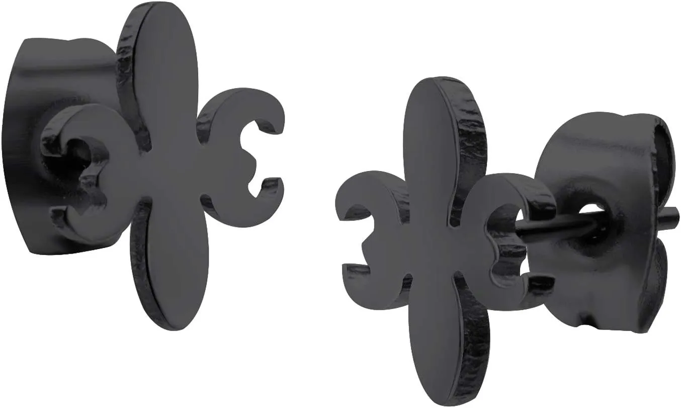 555Jewelry Delicate Small Tiny Fleur De Lis Stud Earrings for Women and Ladies
