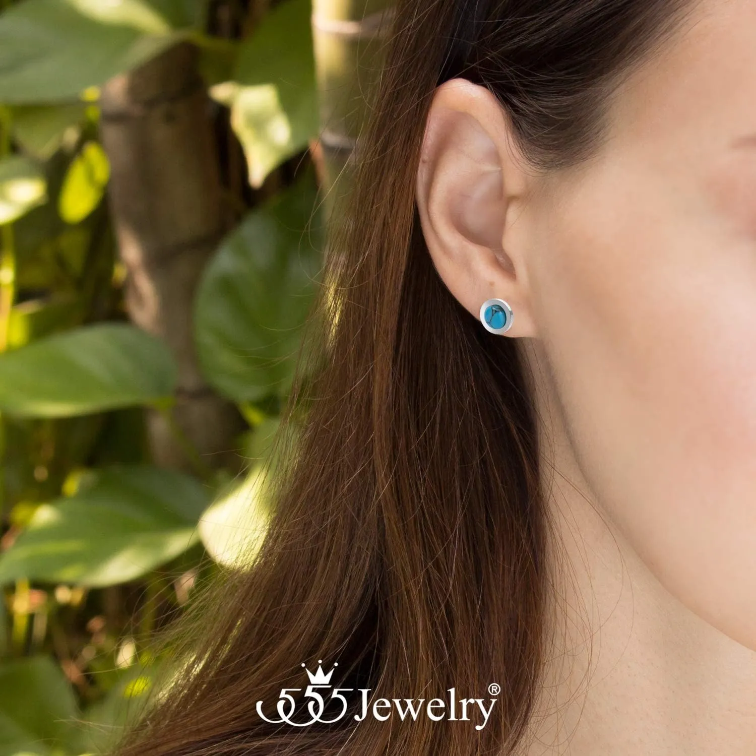 555Jewelry Womens Pair Round Circle Solitaire Cubic Zirconia Bezel Stud Earrings
