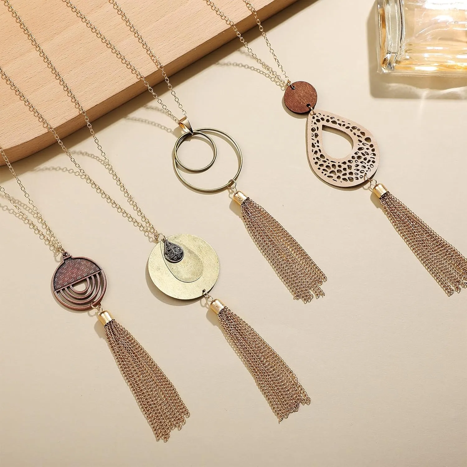 8 Pcs Boho Necklace and Earring Sets for Women Acrylic Resin Rattan Earrings Necklace Jewelry for Beach Party