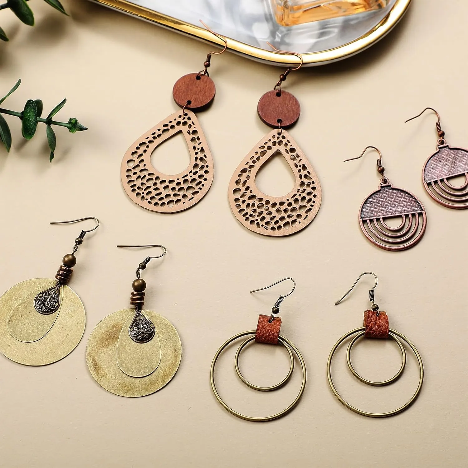 8 Pcs Boho Necklace and Earring Sets for Women Acrylic Resin Rattan Earrings Necklace Jewelry for Beach Party