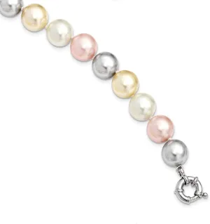 925 Sterling Silver 12-13mm Multi-Color Imitation Shell Pearl Necklace