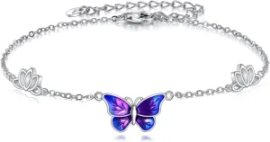 925 Sterling Silver Anklet for Women Dragonfly/Butterfly/Sea Turtles/Mermaid/Infinity/Hamsa Hand Adjustable Chain Ankle Bracelets Jewelry