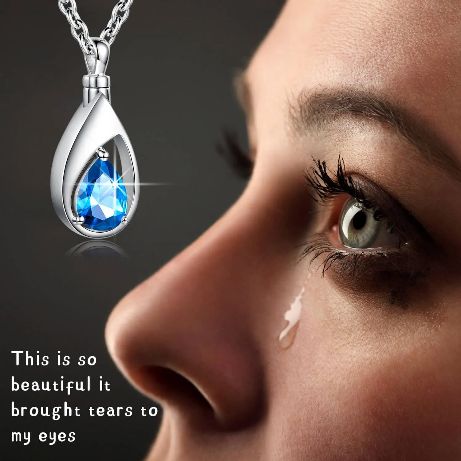 925 Sterling Silver Cremation Jewelry Memorial CZ Teardrop Ashes Keepsake Urns Pendant Necklace for urn Necklaces Ashes Jewelry Gifts