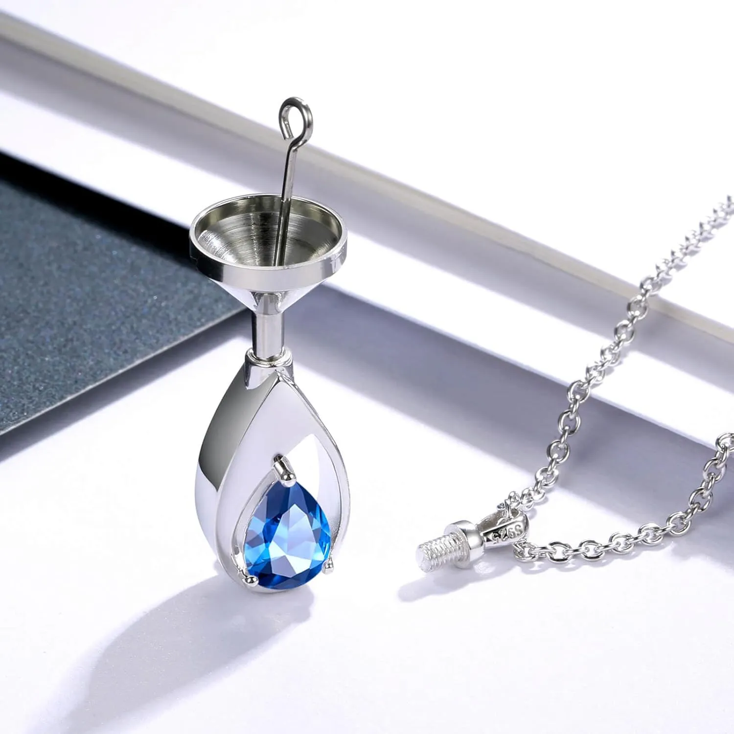 925 Sterling Silver Cremation Jewelry Memorial CZ Teardrop Ashes Keepsake Urns Pendant Necklace for urn Necklaces Ashes Jewelry Gifts