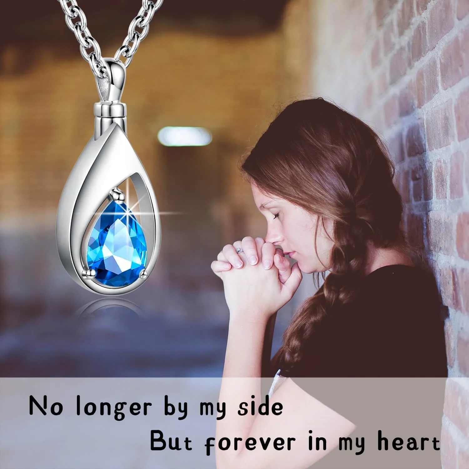 925 Sterling Silver Cremation Jewelry Memorial CZ Teardrop Ashes Keepsake Urns Pendant Necklace for urn Necklaces Ashes Jewelry Gifts