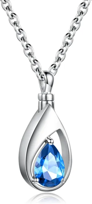 925 Sterling Silver Cremation Jewelry Memorial CZ Teardrop Ashes Keepsake Urns Pendant Necklace for urn Necklaces Ashes Jewelry Gifts