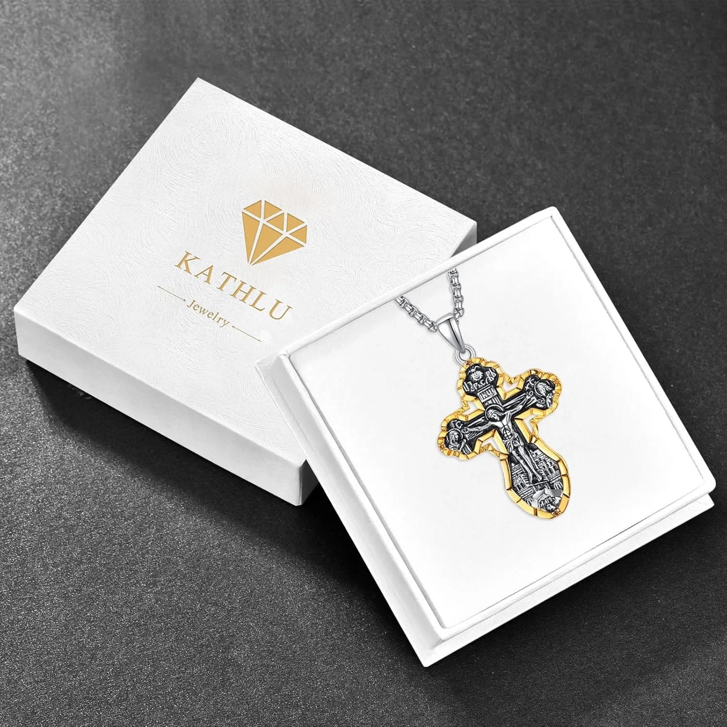925 Sterling Silver Cross Crucifix Jesus Christ INRI Pendant Necklace for Men Women Medal Christian Religious Necklaces for Mens