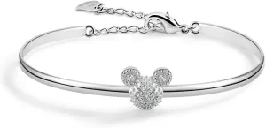 925 Sterling Silver Cute Mickey Bangles Fashion Women Charm Bracelet Adjustable Size Fine Jewelry Gift For female Wife Her