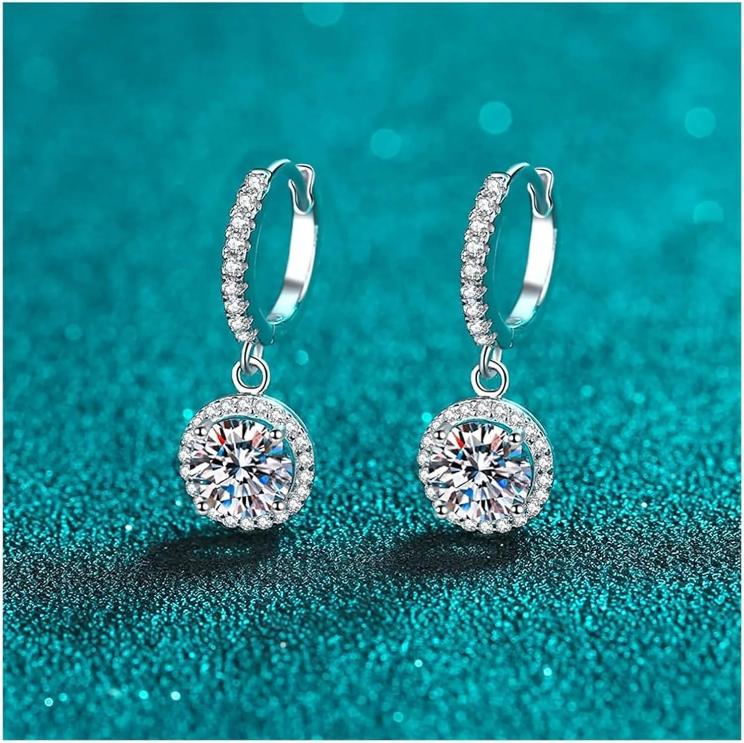 925 sterling silver earrings for women moissanite round ear buckle platinum plated ear jewelry