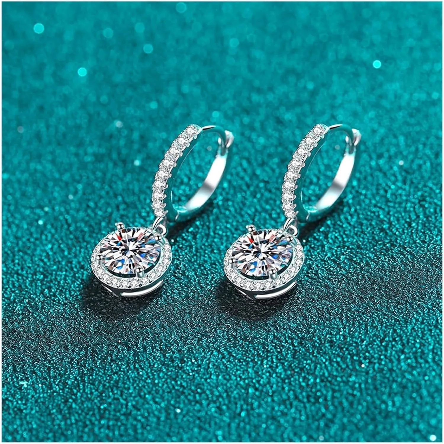 925 sterling silver earrings for women moissanite round ear buckle platinum plated ear jewelry