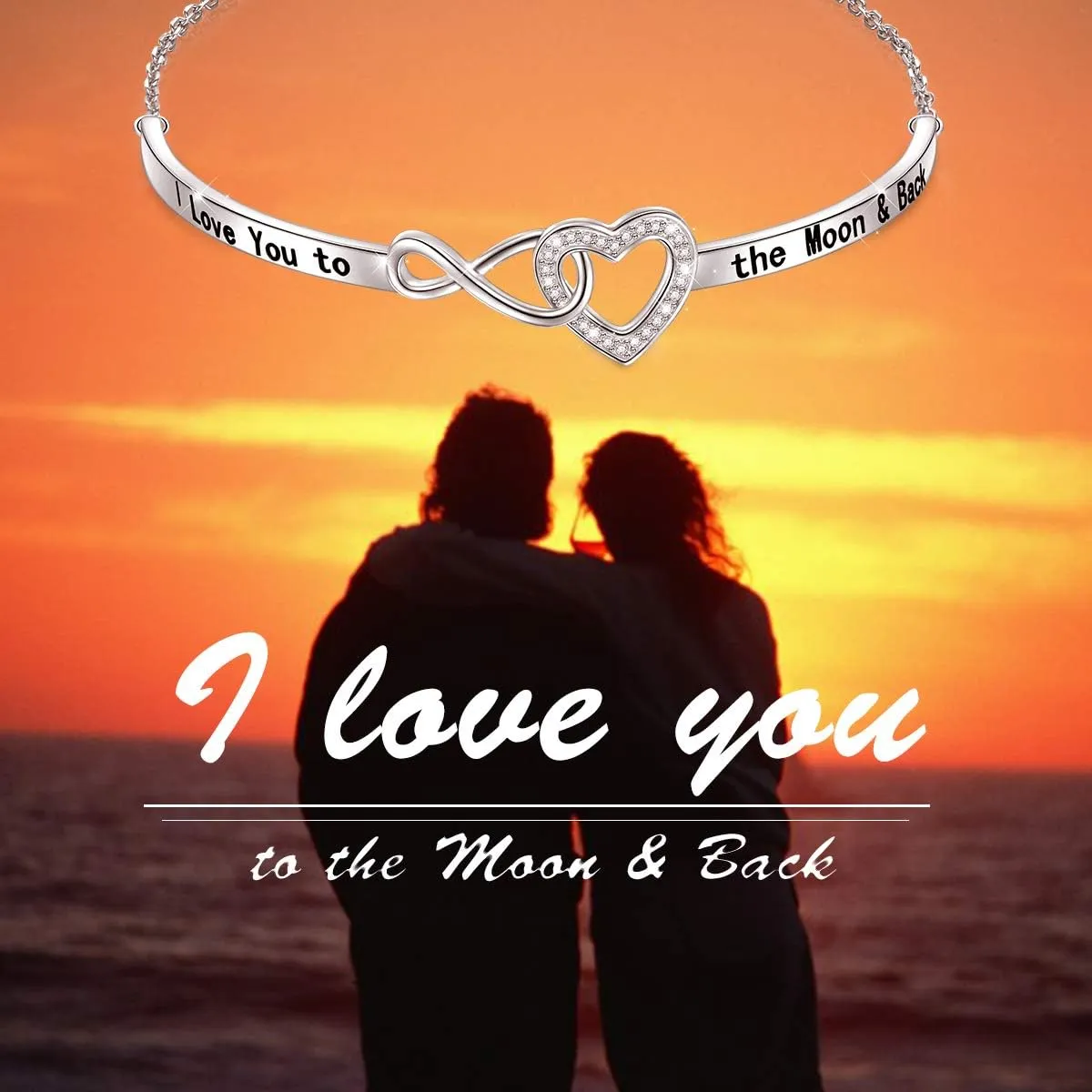 925 Sterling Silver Heart Infinity Inspirational Bracelet Engraved Always My Sister/Daughter, Forever My Friend Adjustable Sisters Bracelets Friendship Jewelry for Women