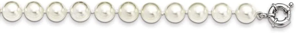 925 Sterling Silver Majestik 10-11mm White Imitation Shell Pearl Necklace