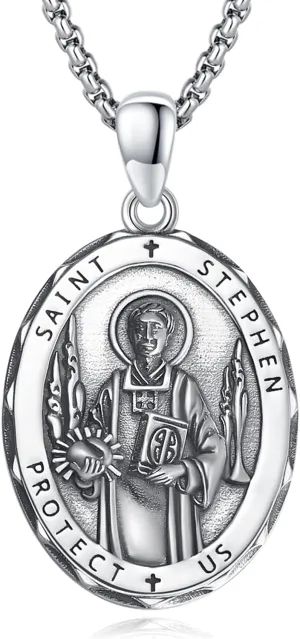 925 Sterling Silver Patron Saint Necklace Archangel Medals St Pendant Amulet Necklaces Protection Jewelry for Men Women with Chain