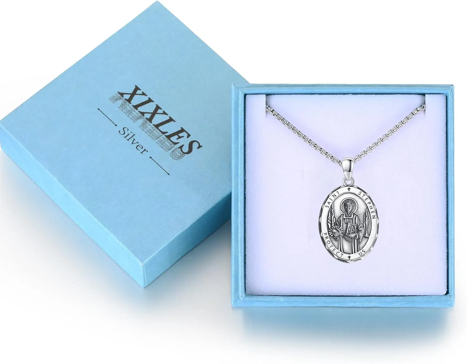 925 Sterling Silver Patron Saint Necklace Archangel Medals St Pendant Amulet Necklaces Protection Jewelry for Men Women with Chain