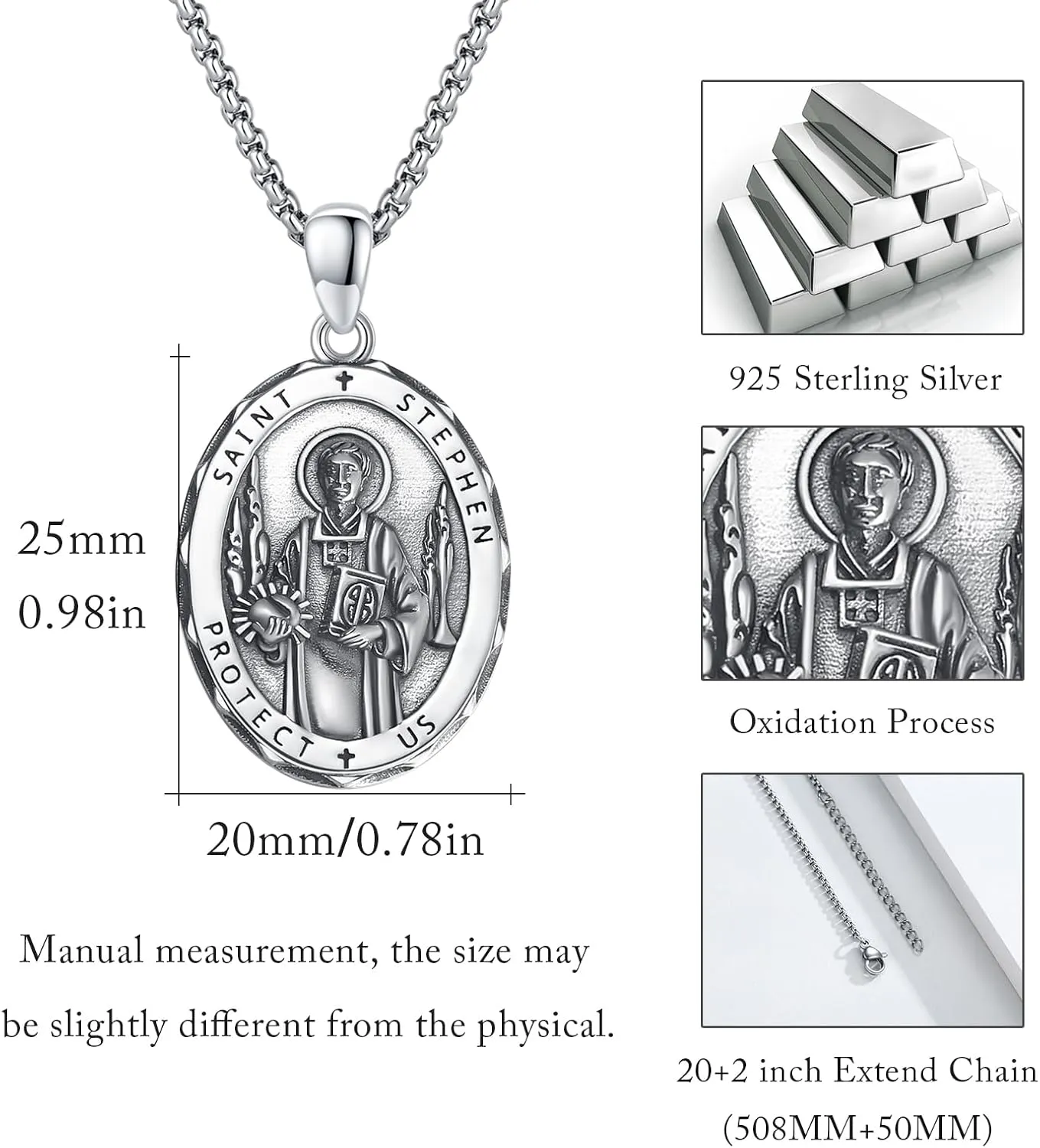 925 Sterling Silver Patron Saint Necklace Archangel Medals St Pendant Amulet Necklaces Protection Jewelry for Men Women with Chain