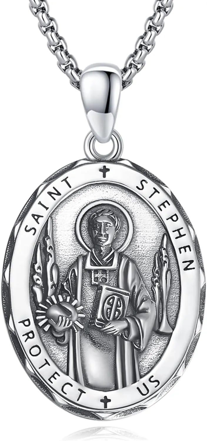 925 Sterling Silver Patron Saint Necklace Archangel Medals St Pendant Amulet Necklaces Protection Jewelry for Men Women with Chain