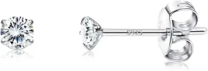 925 Sterling Silver Stud Earrings for Women Men Hypoallergenic 20G Simulated Diamond Cubic Zirconia Cartilage Earring Helix Piercing Jewelry Gold Silver Stud Earrings 2-5mm