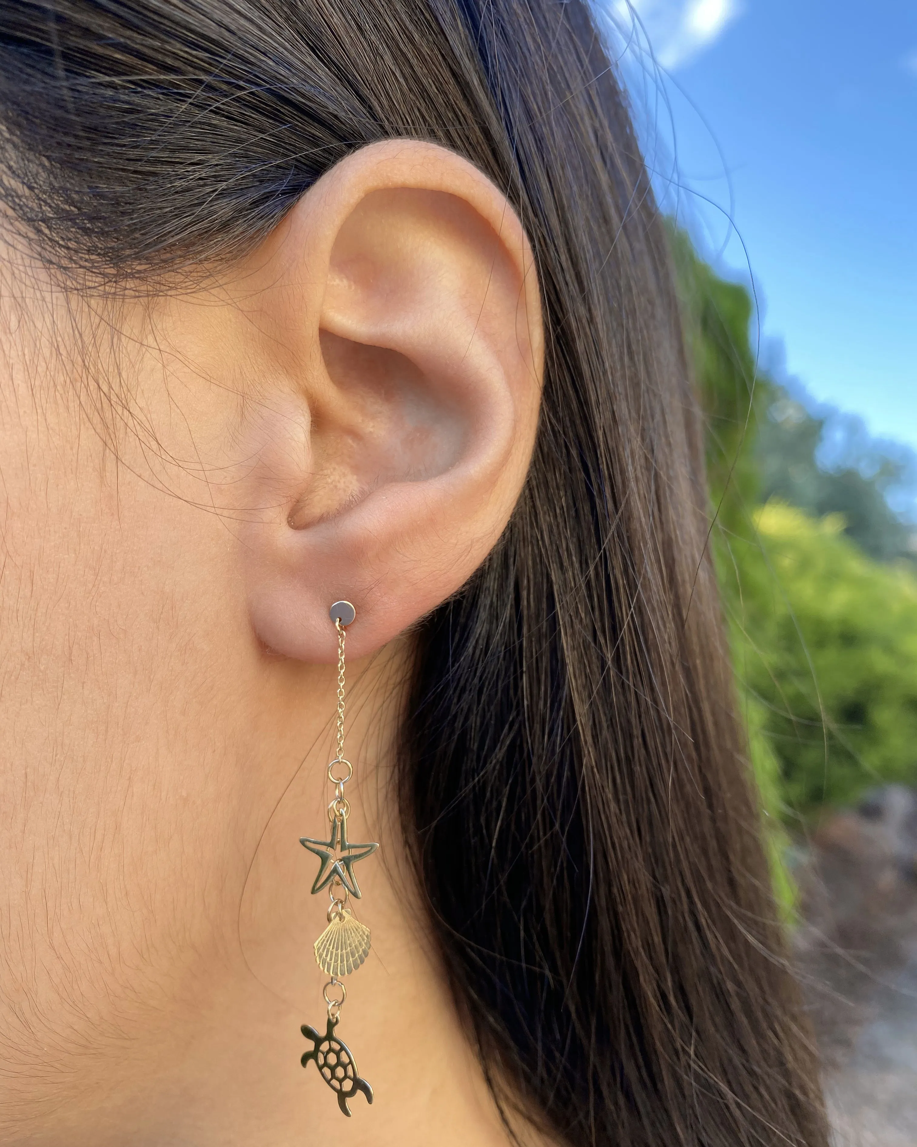 9ct Yellow Gold Charms Drop Earrings