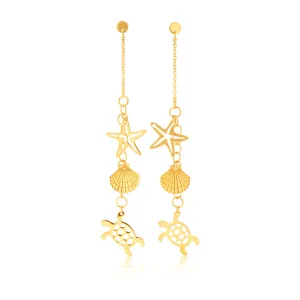 9ct Yellow Gold Charms Drop Earrings