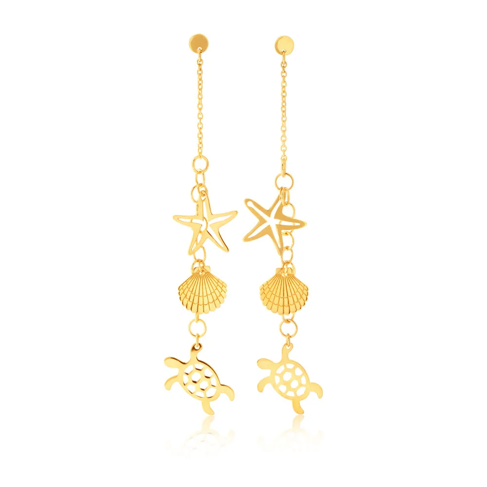 9ct Yellow Gold Charms Drop Earrings