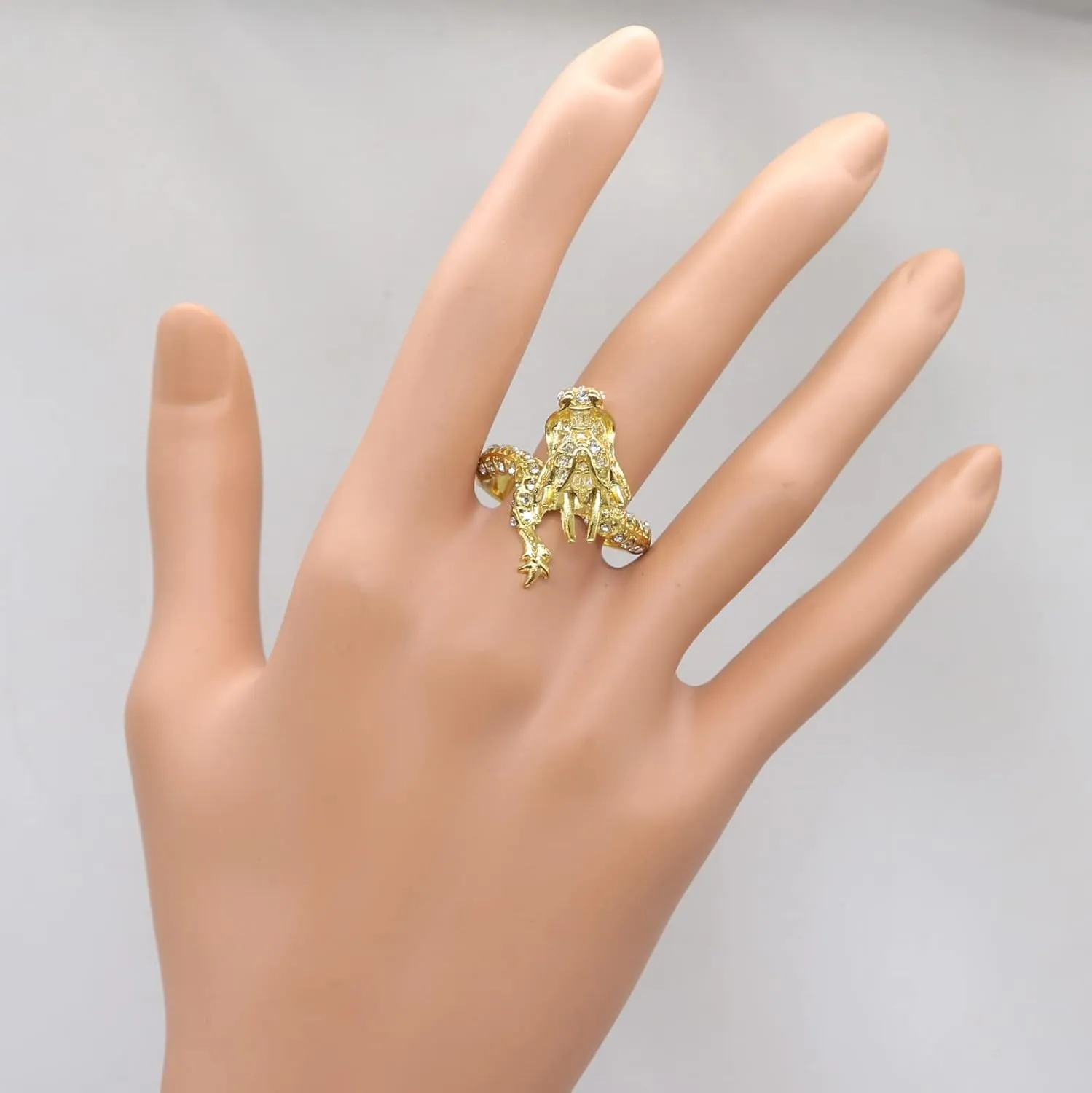 ABJFJE Dragon Crysrtal Ring Anniversary Eternity Band Rhinestone Ring Crystal Wedding Cocktail Rings Fashion Luxury Jewelry for Women Gold Plated
