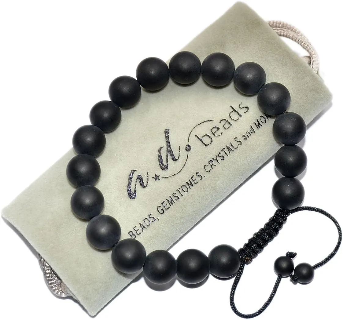 AD Beads Natural 10mm Gemstone Bracelets Healing Power Crystal Macrame Adjustable 7-9 Inch