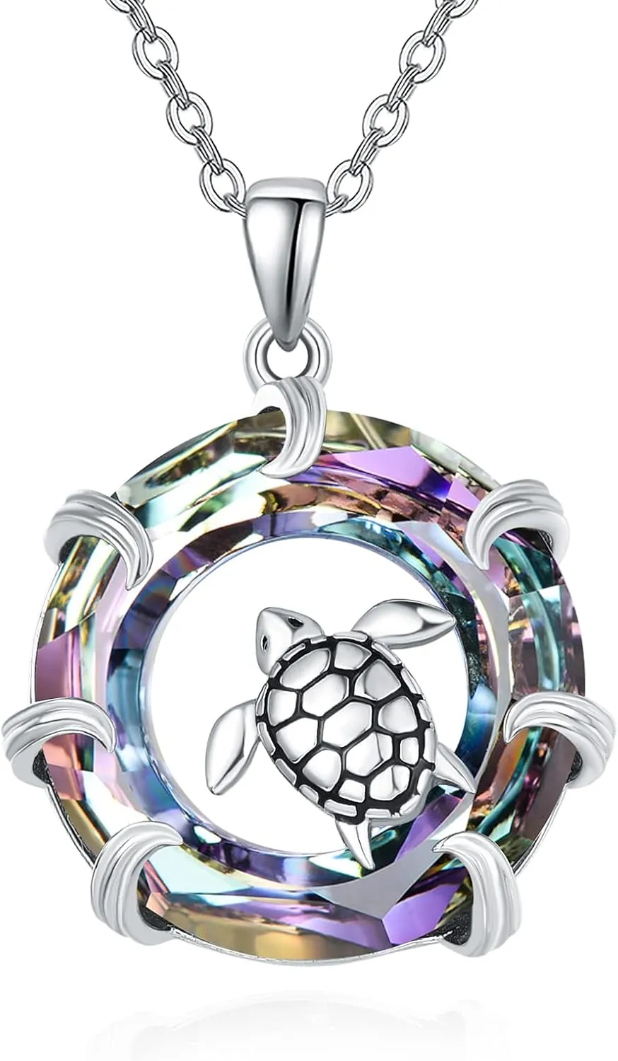AENEAS Sea Turtle Necklaces for Women Sterling Silver Sea Turtle Pendant Necklace with Crystal Ocean Jewelry Gifts for Women