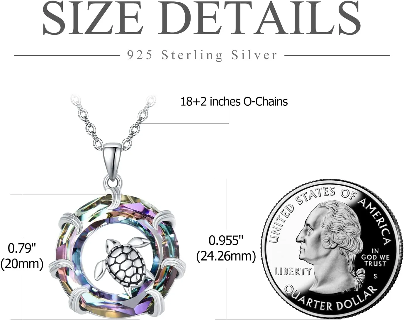 AENEAS Sea Turtle Necklaces for Women Sterling Silver Sea Turtle Pendant Necklace with Crystal Ocean Jewelry Gifts for Women