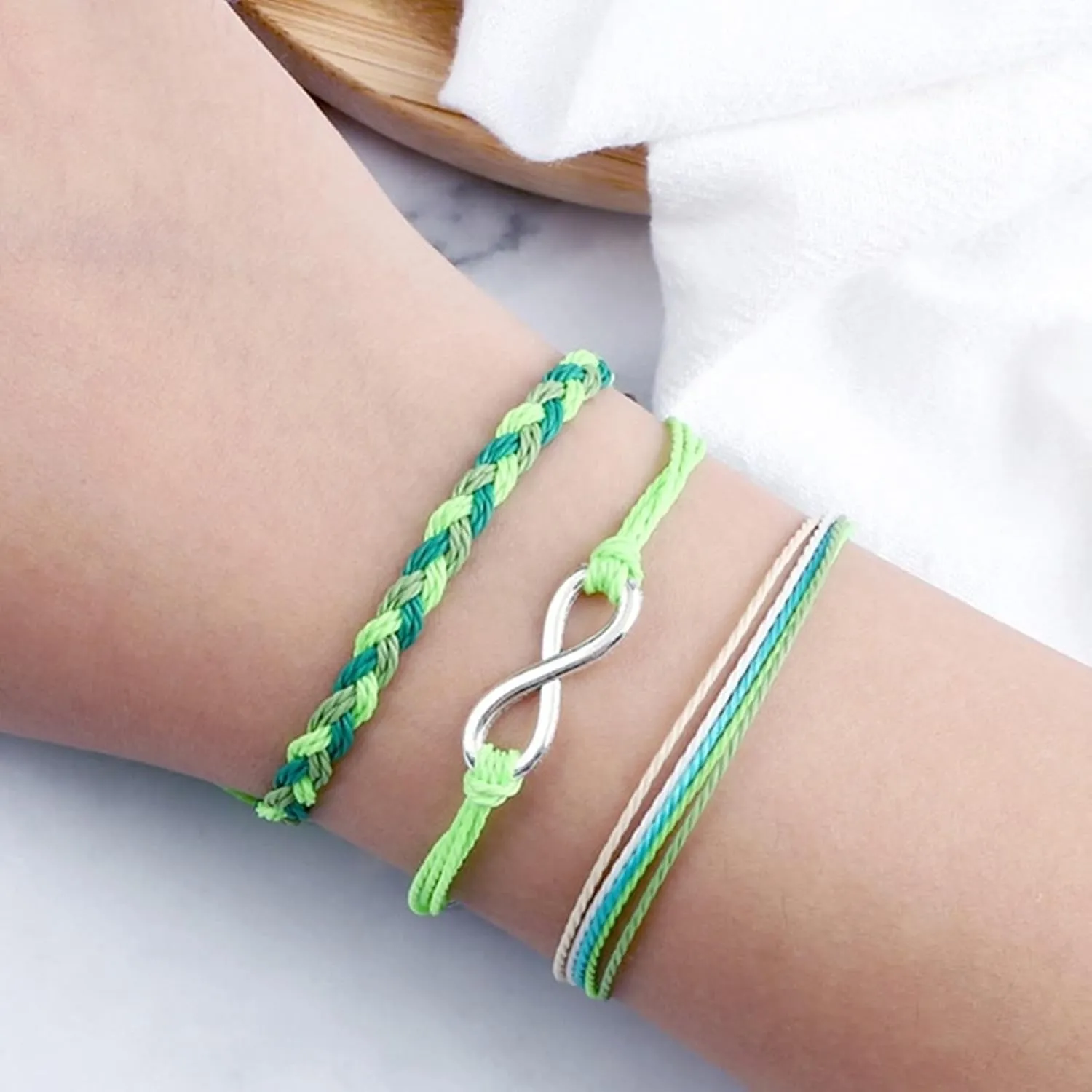 Aienid Dad Bracelet for Women Weave Bracelet for Men 3PCS Weave Infinity Symbol Beads Elastic 17cm for Prom