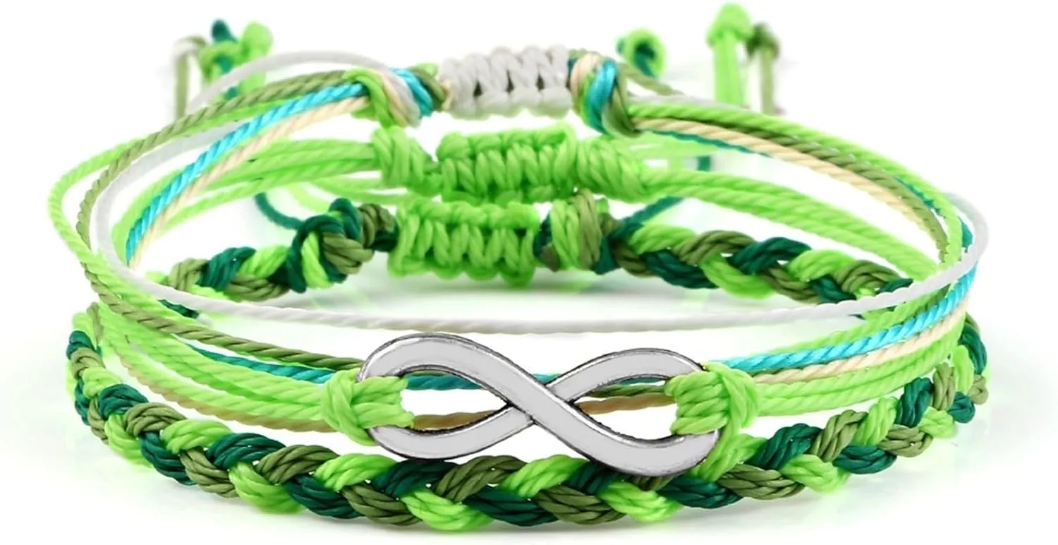 Aienid Dad Bracelet for Women Weave Bracelet for Men 3PCS Weave Infinity Symbol Beads Elastic 17cm for Prom
