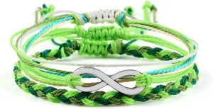 Aienid Dad Bracelet for Women Weave Bracelet for Men 3PCS Weave Infinity Symbol Beads Elastic 17cm for Prom
