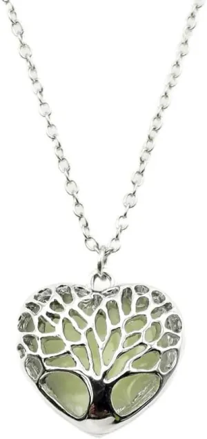 Ailiessy Tree of Life Necklace Glow in The Dark Heart Necklace Family Tree Pendant Necklaces for Women Friends Jewelry Gifts