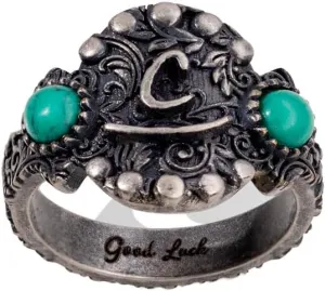 AILIN Vintage Turquoise Rings For Women 925 Sterling Silver/Brass Personalized A-Z Initial Rings Customize Letter Logo Signet Rings For Mom Western Boho Jewelry Gifts For Mother Daughter Grandmother