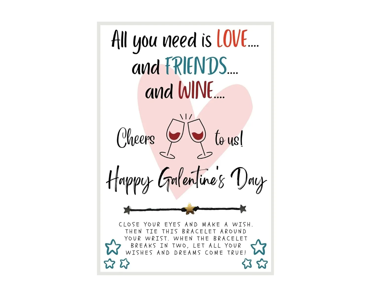 All You Need is Friends... Wish, Wish Bracelet, Gal Pal Friend Wish Bracelet, Galentine Party Favor, Celebrate Friendship, Valentine's Day Gift, Bestie Wish Bracelet, Make A Wish, Galentine's Day Gift