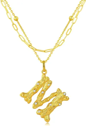 AllenCOCO Bubble Letter Necklaces Gold for Women, Thick 14K Gold Filled Balloon Initial Necklace Personalized Chunky Gold Letter Necklace for Women Non Tarnish Birthday Day Jewelry Gifts