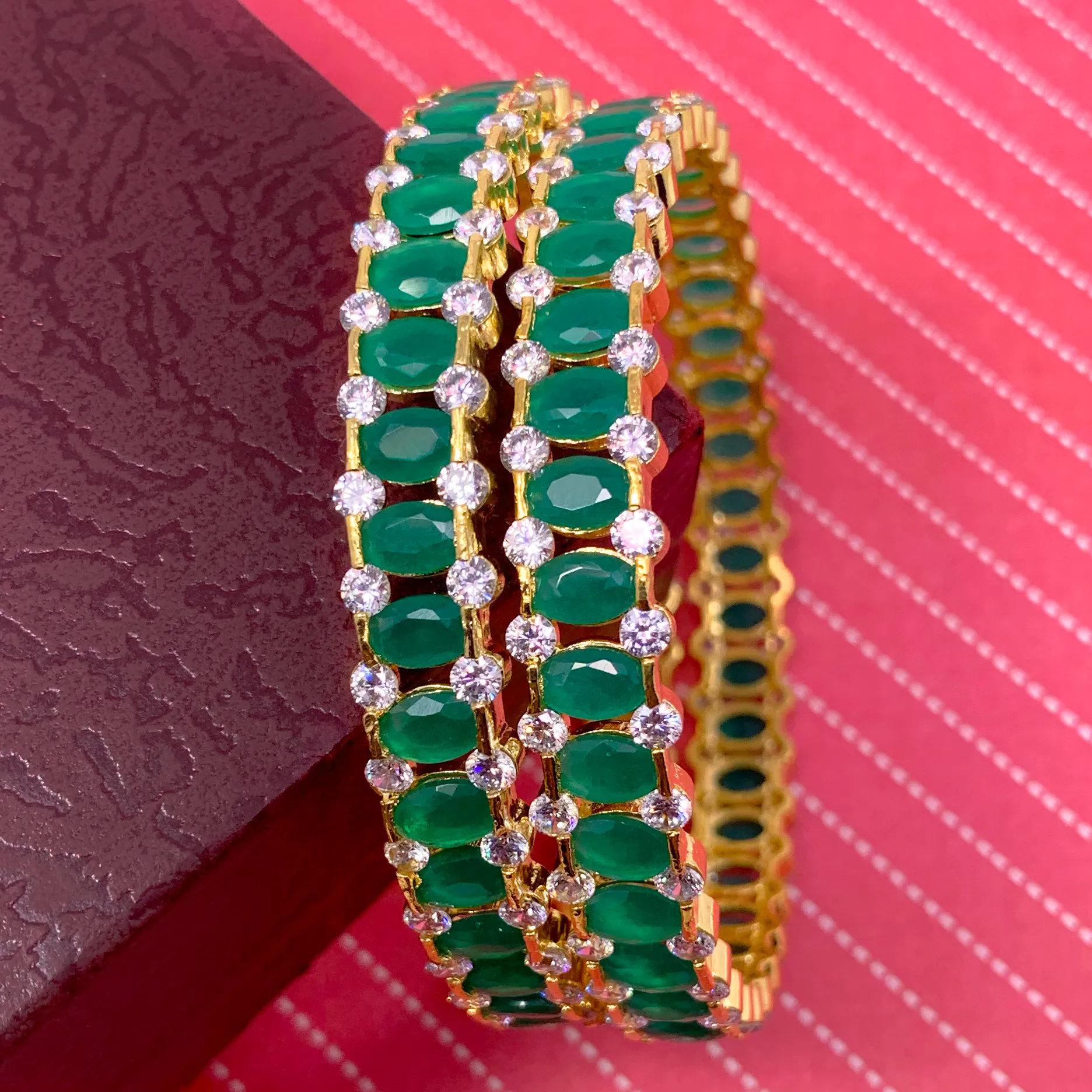 American Diamond & Semi-Precious Stone Bangles (Design 22)
