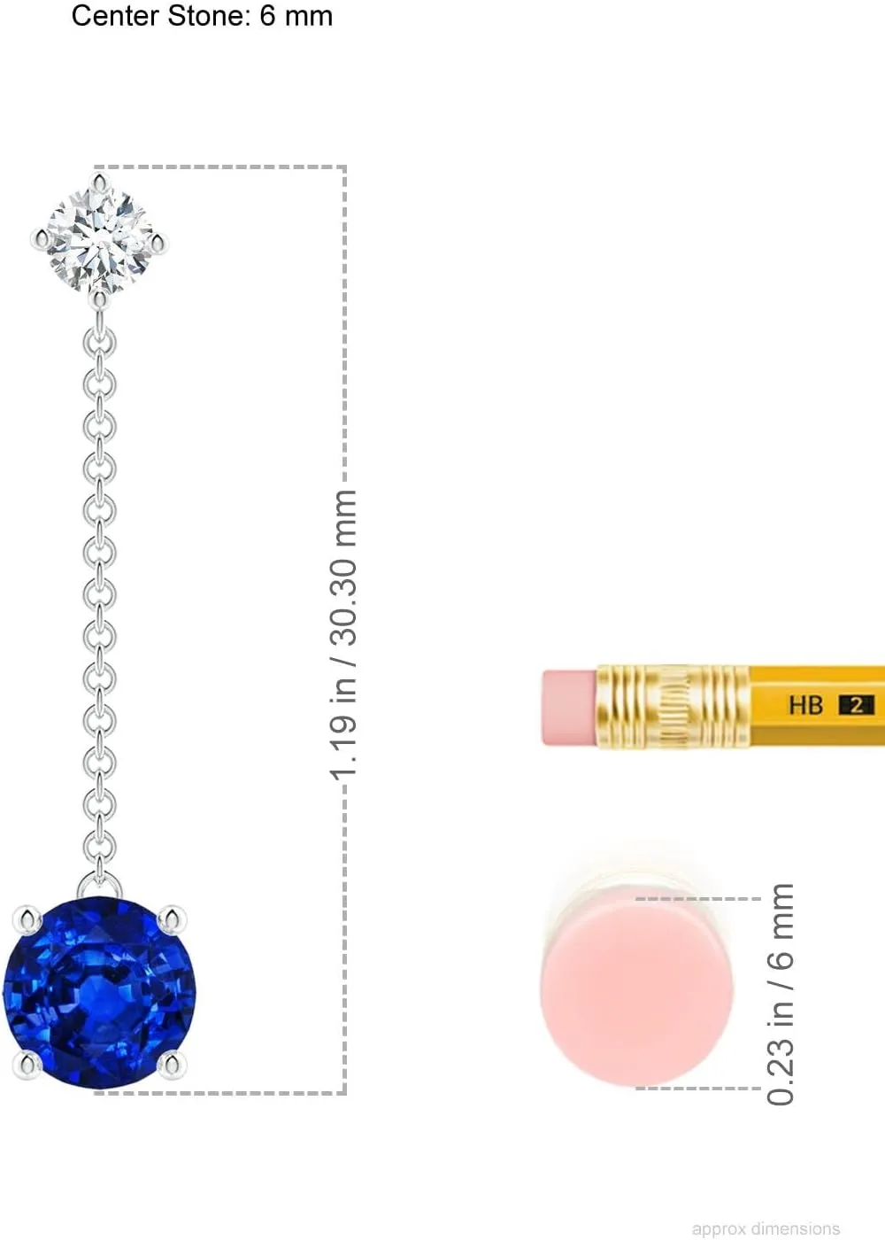ANGARA Lab Grown Yard Chain Blue Sapphire and Diamond Drop Earrings in 14K Solid Gold/Platinum | September Birthstone, Birthday, Engagement, Anniversary, Wedding Jewelry Gift for Women