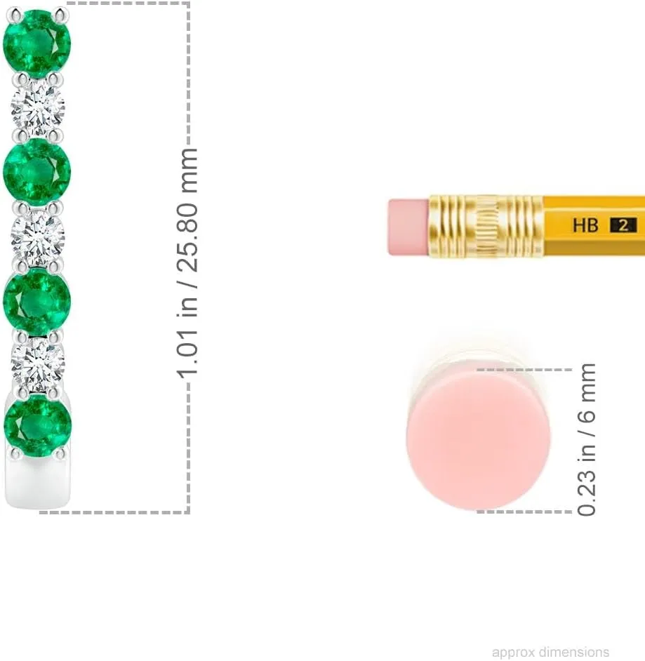 ANGARA Natural Emerald and Diamond J-Hoop Earrings in 14K Solid Gold/Platinum | May Birthstone, Birthday, Engagement, Anniversary, Wedding Jewelry Gift for Women