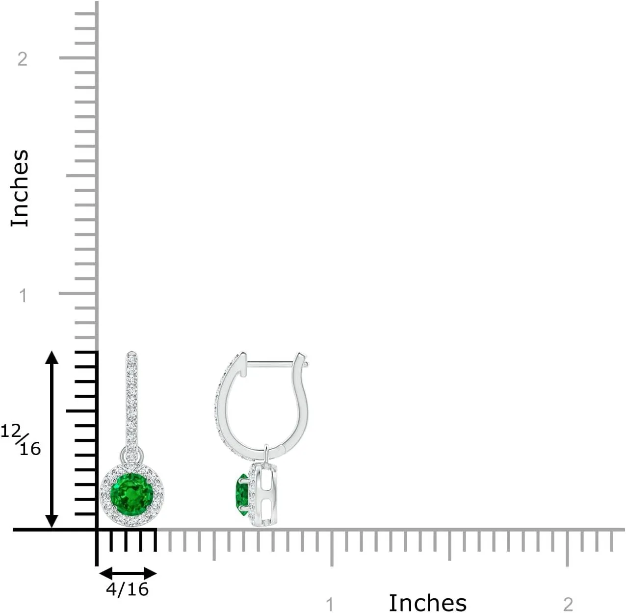 ANGARA Natural Round Emerald Dangle Earrings with Diamond Halo in 14K Solid Gold/Platinum | May Birthstone, Birthday, Engagement, Anniversary, Wedding Jewelry Gift for Women