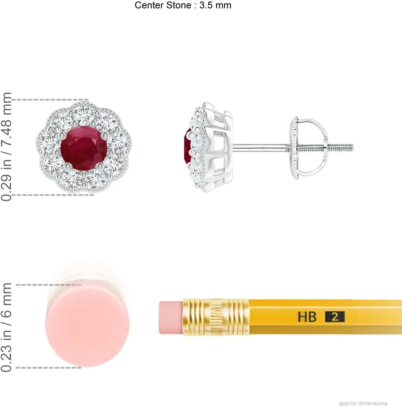 ANGARA Natural Vintage Style Round Ruby Halo Stud Earrings in Silver / 14K Solid Gold/Platinum | July Birthstone, Birthday, Engagement, Anniversary, Wedding Jewelry Gift for Women