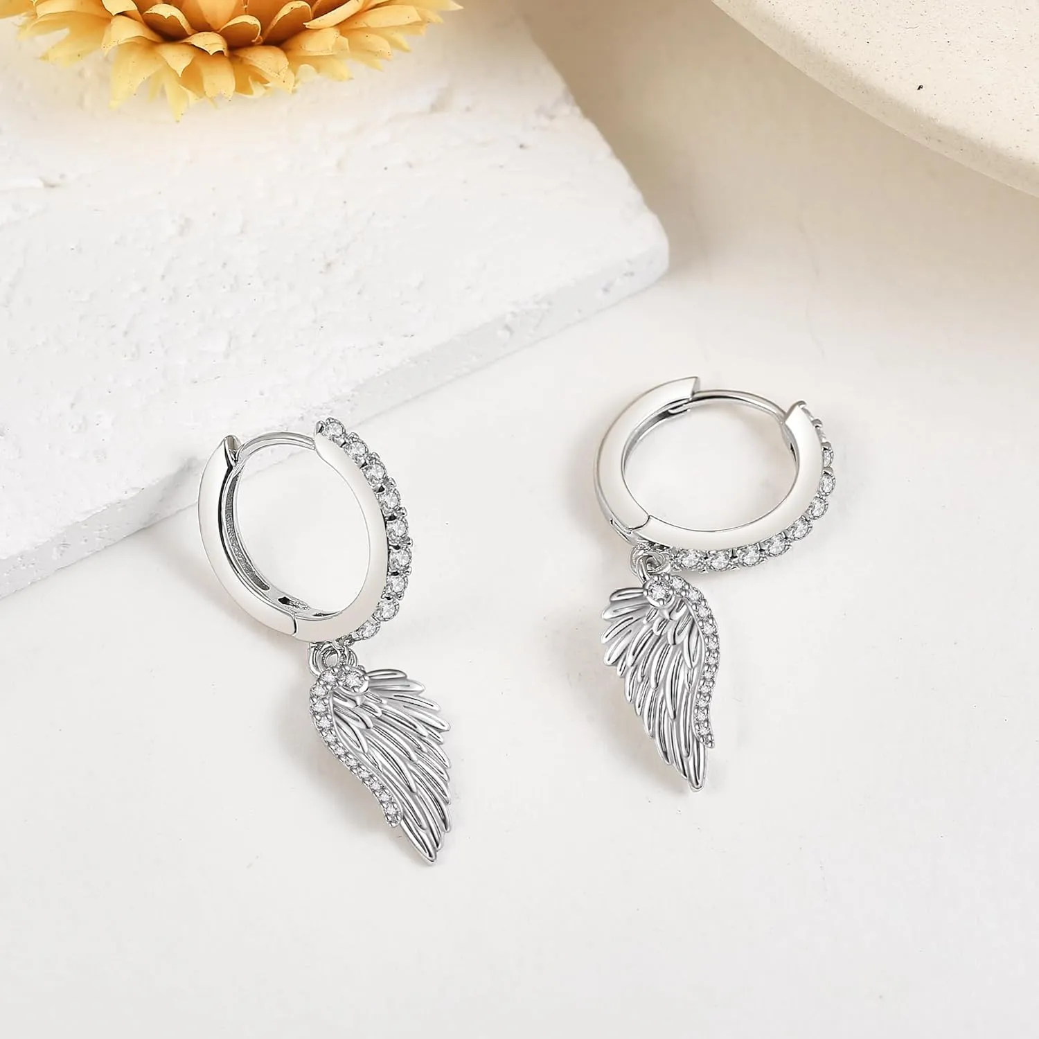 Angel Wing Earrings S925 Sterling Silver Gold Black Rose Gold Silver Gold Angel Wings Dangle Earrings Wings Jewelry Gifts for Women