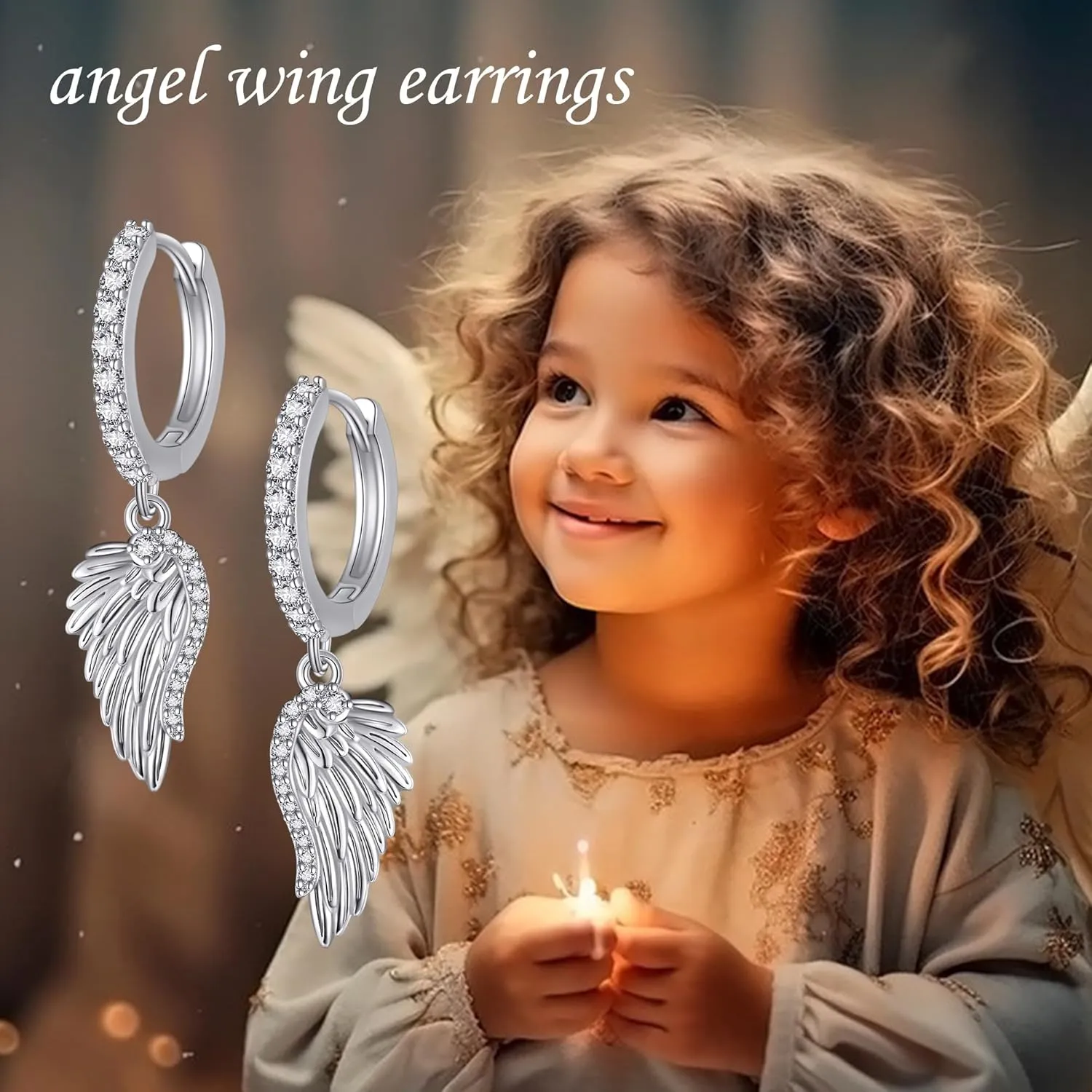 Angel Wing Earrings S925 Sterling Silver Gold Black Rose Gold Silver Gold Angel Wings Dangle Earrings Wings Jewelry Gifts for Women