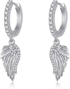 Angel Wing Earrings S925 Sterling Silver Gold Black Rose Gold Silver Gold Angel Wings Dangle Earrings Wings Jewelry Gifts for Women