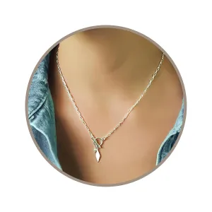 Annika Bella Rhombus Toggle Necklace, 18 Inch silver chain, T-Bar Front Lock Charm Necklaces, 925 Sterling Silver Waterproof Everyday Jewelry
