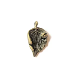 Antique Bronze Ladybug Leaf Charm