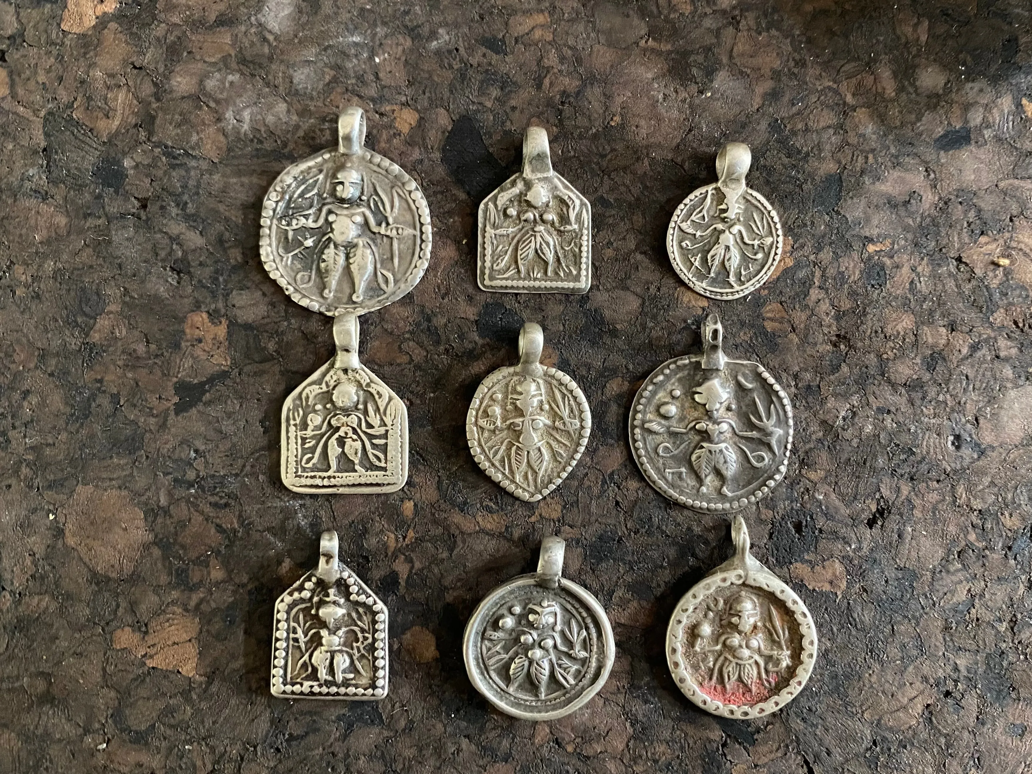 Antique Silver Tribal Amulet Pendants - Kali