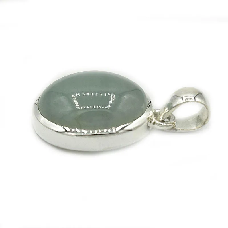 Aquamarine Oval Gemstone Silver Pendant