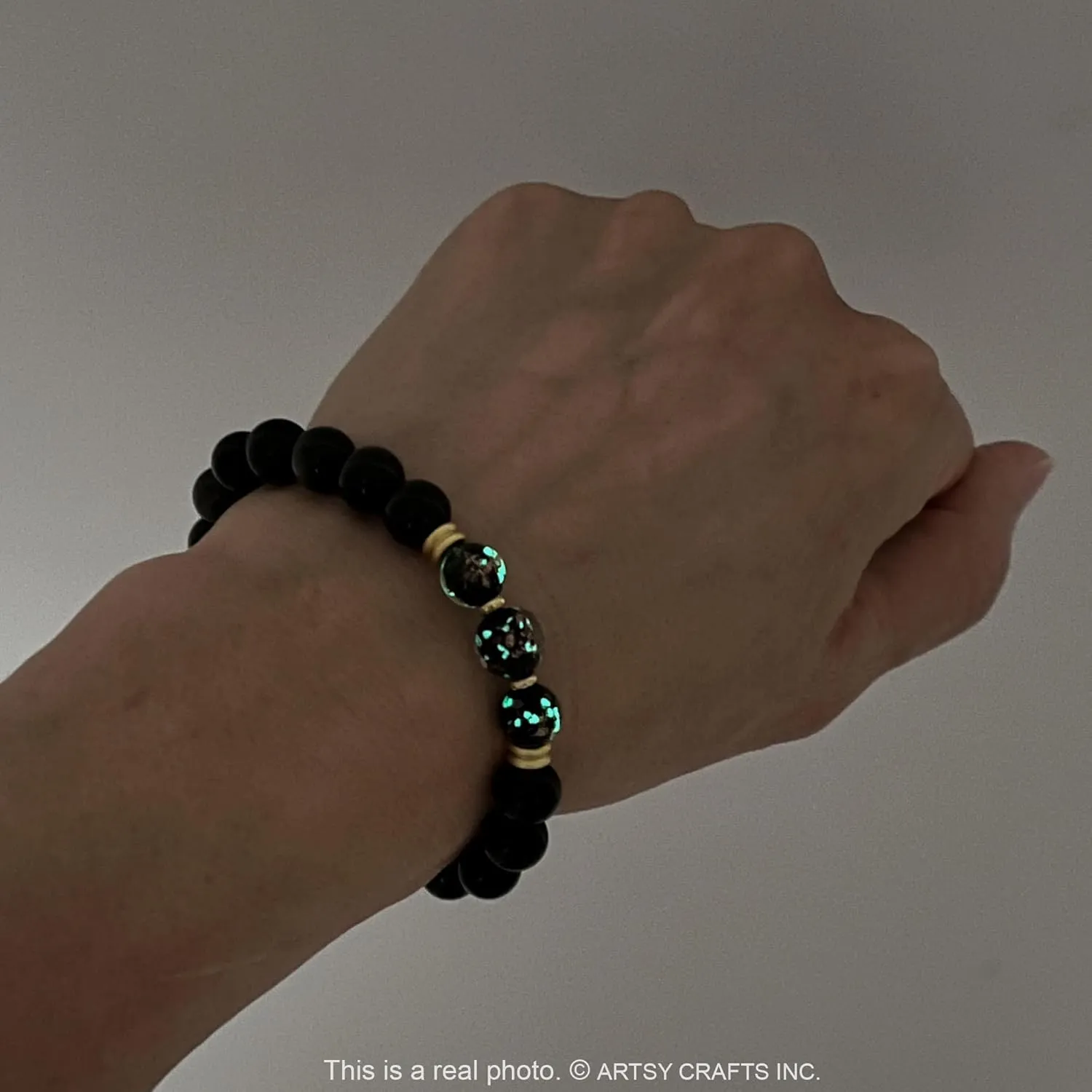 ARTSY Crafts Glow in the Dark Firefly Beads   Gemstone Beads Bracelets, 8mm Natural Crystal Stone Beaded Bracelets for Women Anti Anxiety Healing Energy Money Wealth Prosperity Abundance Luck Feng Shui Chakra Grounding