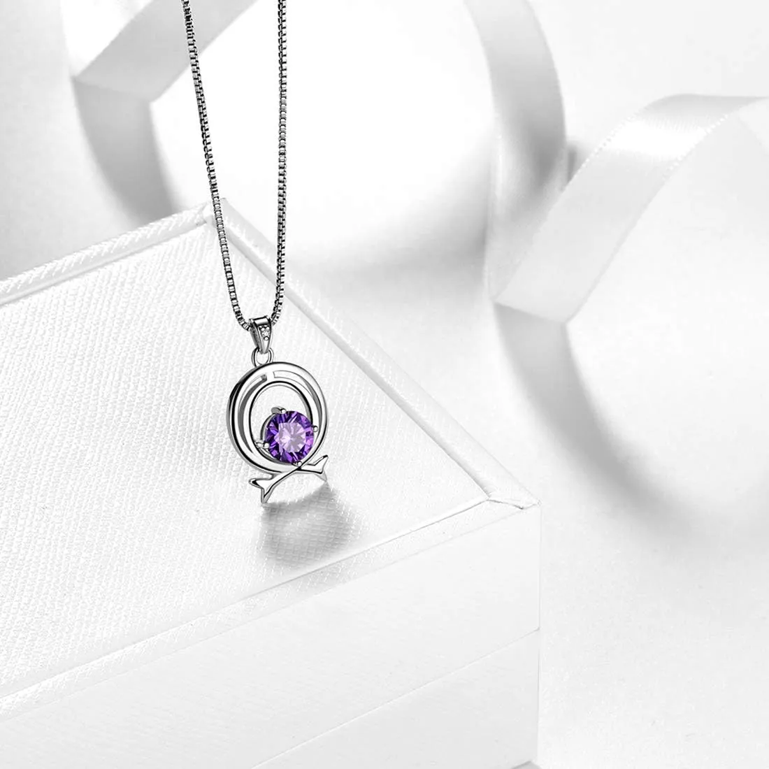 Aurora Tears Zodiac Constellation Necklaces Women 925 Sterling Silver Crystal Birthstone Pendant Cubic Zirconia Birth Jewelry Charm Dating Jewelry
